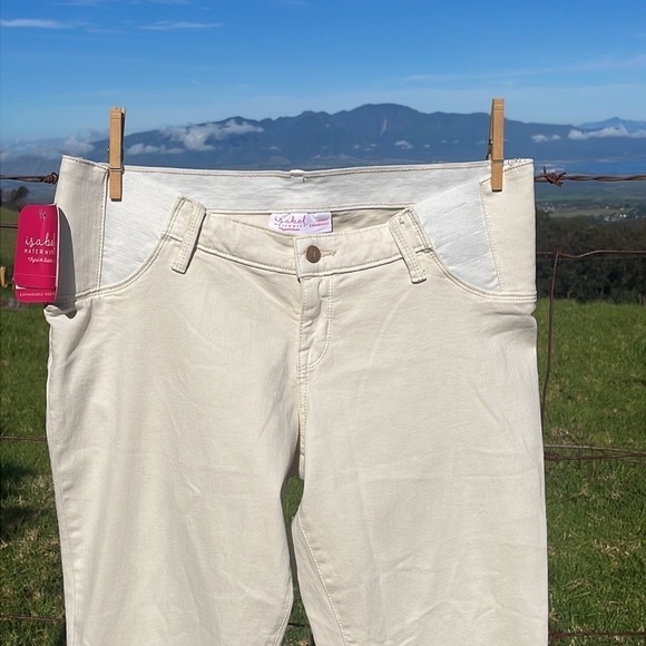 Nwt Isabela Maternity Cream Expandable Panels Jeans 12 - Picture 2 of 7